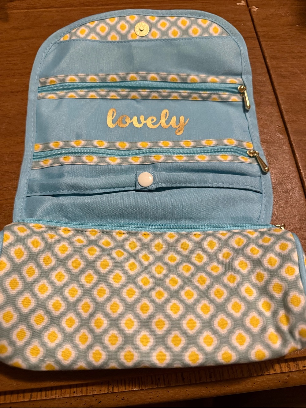 Lovely Day Mini Travel Organizer in Light Blue and Yellow Pattern